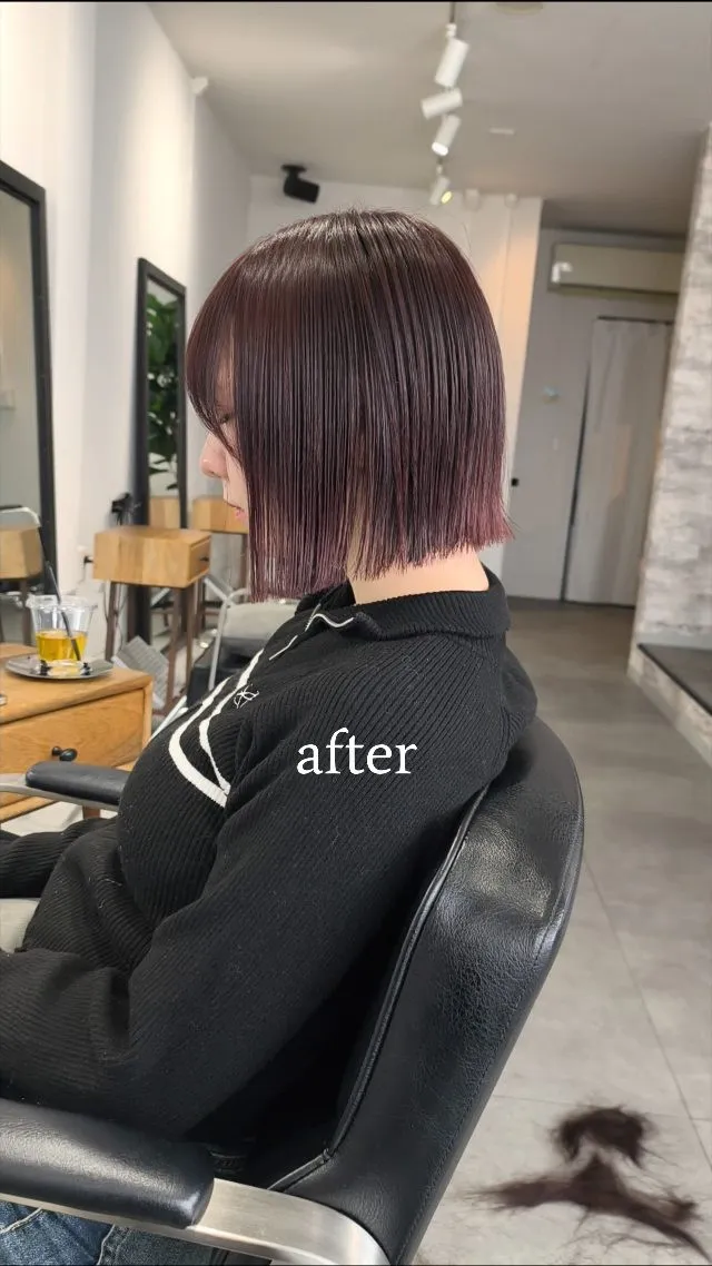 成人式終えてバッサリ✂タイトな切りっぱなしボブ◎